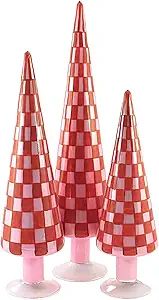 Christmas Red Trees St/3, 18.0", Glass, Checkered Glass Tree, Christmas Trees, Cd1624r | Amazon (US)