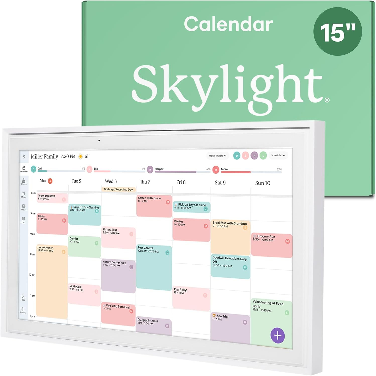 Skylight Calendar: 15-inch Wall Planner Digital Calendar & Chore Chart, Smart Touchscreen Interac... | Amazon (US)