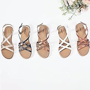 Veittes Women's Flat Sandals - Casual Soft Fashion Ladies Flat Sandals. | Amazon (US)