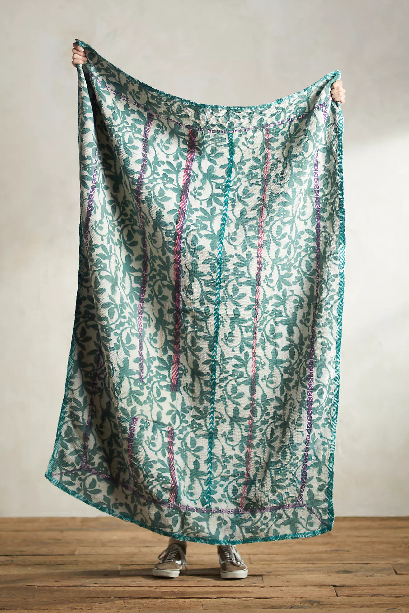 Recycled Sari Kantha Throw | Anthropologie (US)
