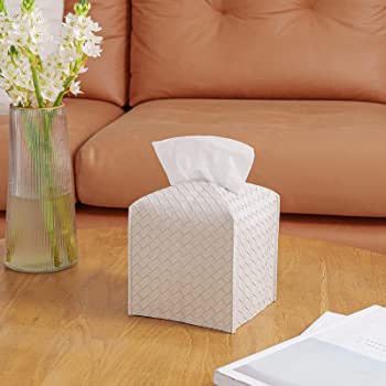 Tissue Box Cover PU Leather Tissue Holder Square Facial Tissue Case Facial Paper Organizer Dispen... | Amazon (US)