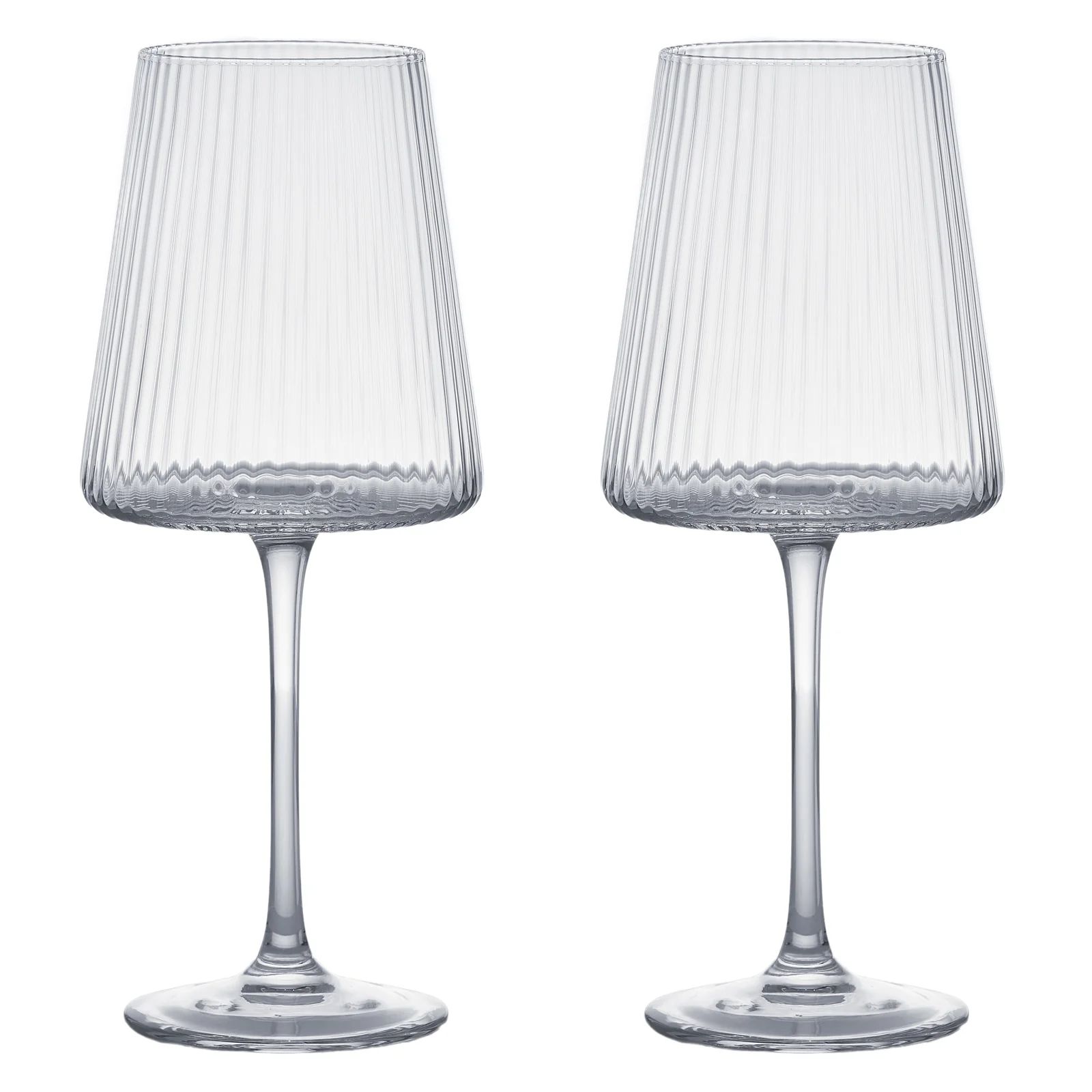 Anton Studio Designs Empire Clear Ribbed Wine Glasses, Set of 2 | Sabavi Home