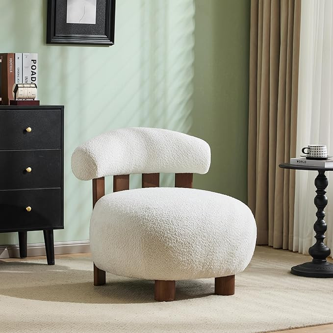 Christopher Knight Home Elvina Boucle Fabric Accent Chair, Solid Wood Single Lounge Sofa, Bedroom... | Amazon (US)