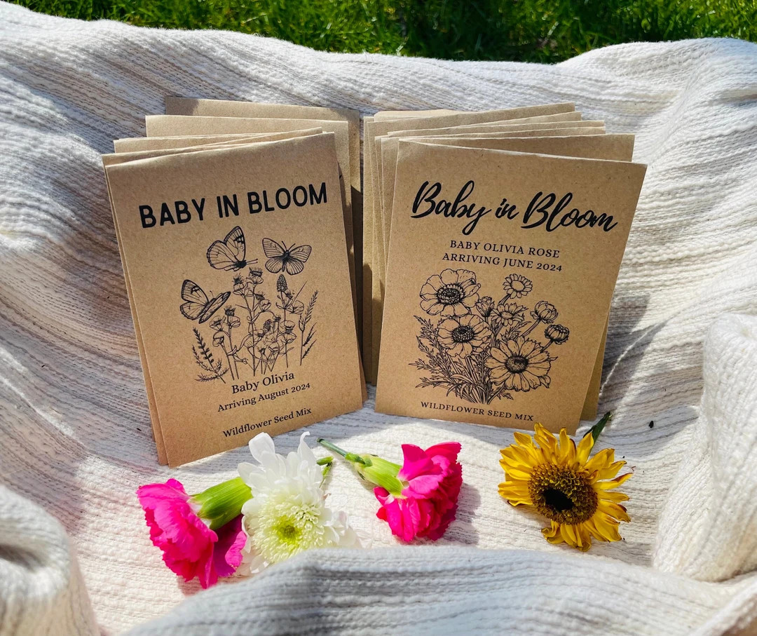 Baby in Bloom Wildflower Seed Packet Favors for Baby Shower, Custom Personalized Favors, Flower S... | Etsy (US)