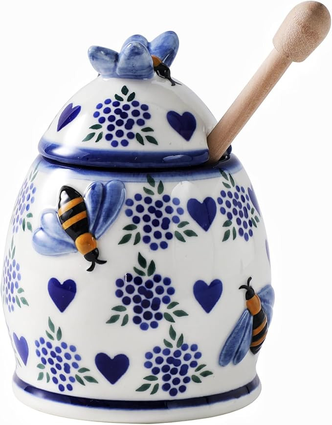 ZOOBEE Ceramic Honey Pots with Dipper and Lid Farmhouse Style,10oz Honey Jar with Dipper,Handpain... | Amazon (US)