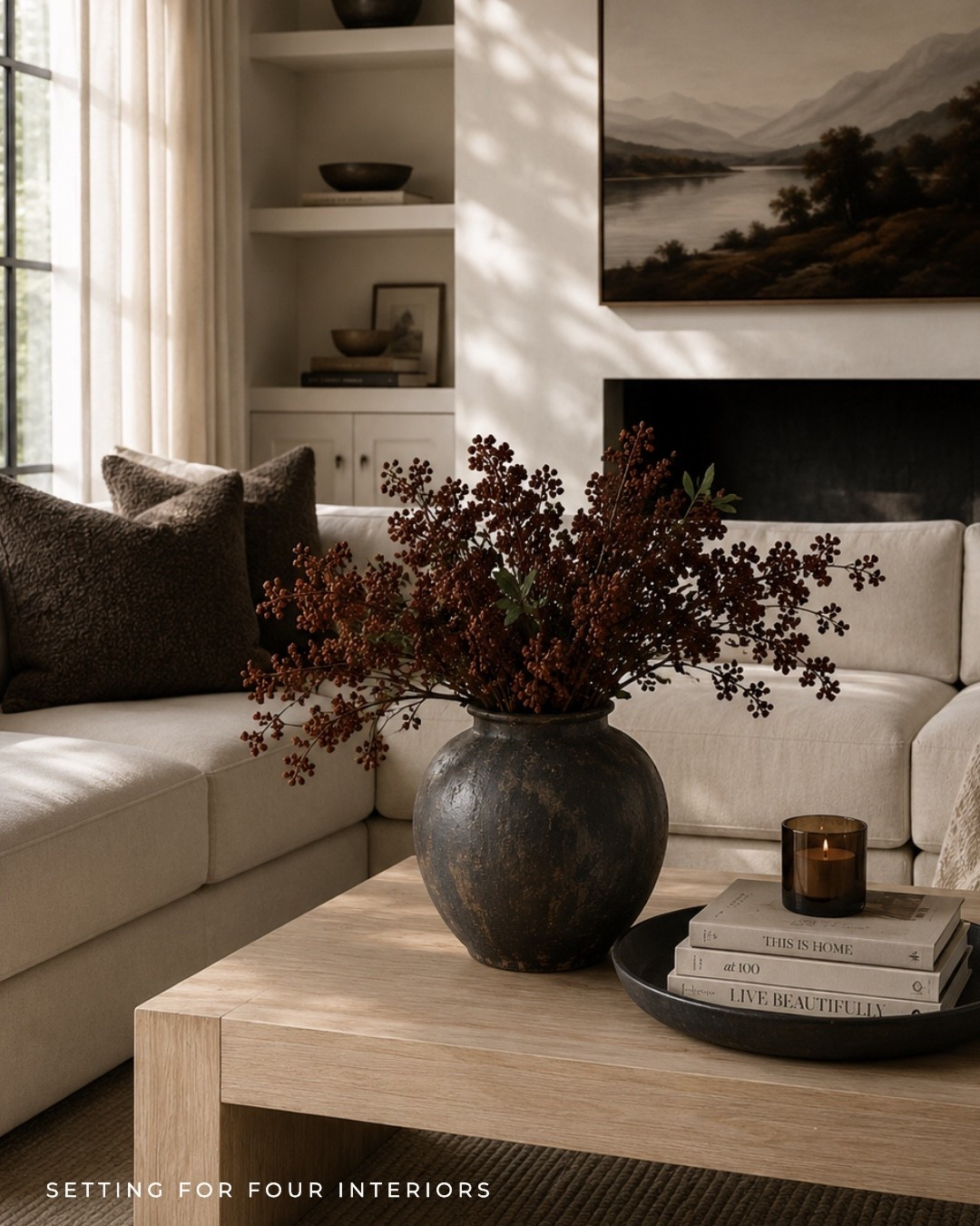 Cozy, neutral living room furniture and decor ideas! Neutral aesthetic, moody, earthy, autumn, Halloween, cozy living room decor, swivel chair, coffee table decor, builtin bookshelf decor, coffee table, vase, stems, organic modern, wood, great room, brown, green, pillow, Amazon home, Pottery Barn style, Restoration Hardware, Arhaus style,#LTKsale #LTKfamily

#LTKHome #LTKmomlife #LTKSaleAlert