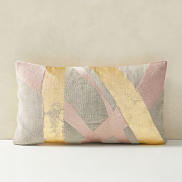 Embroidered Metallic Ribbon Pillow Cover | West Elm (US)