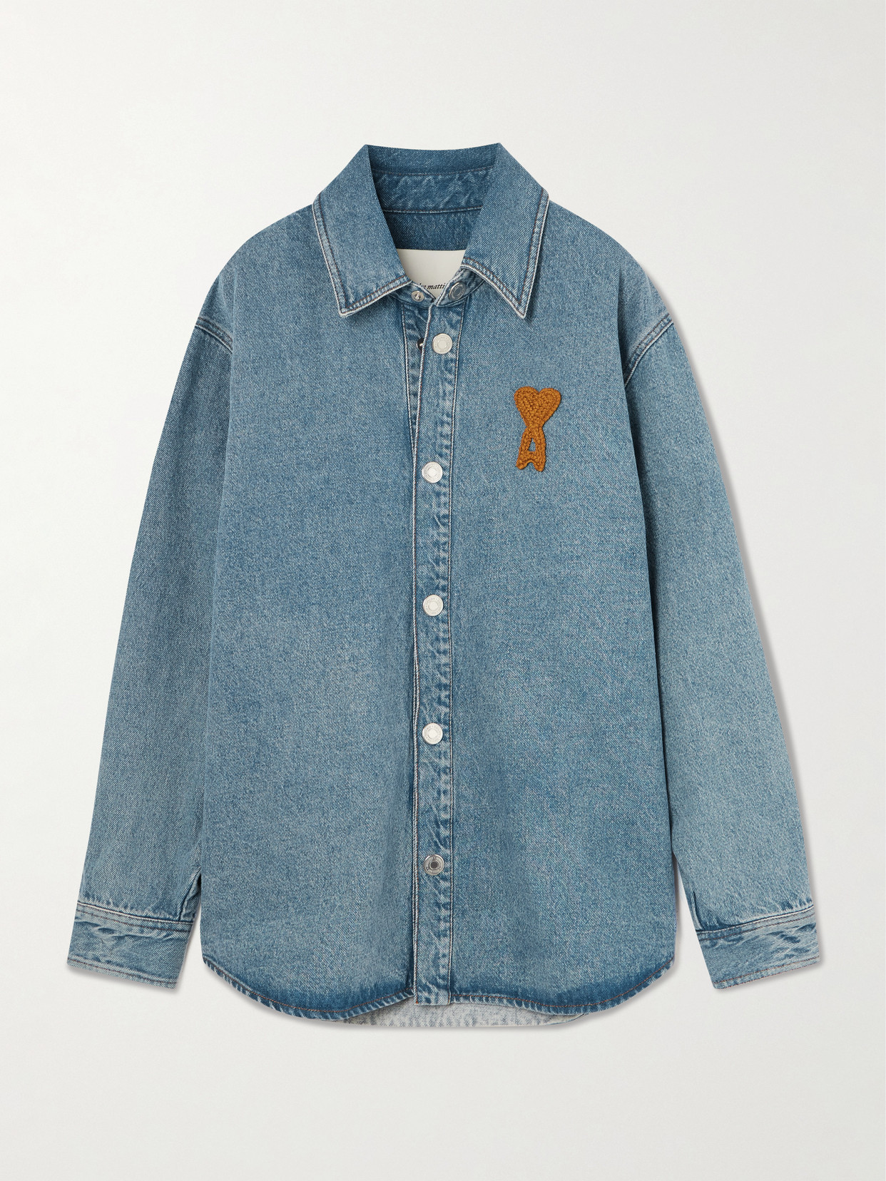 AMI PARIS - Ami De Caur Appliquéd Denim Shirt - Blue | NET-A-PORTER (US)