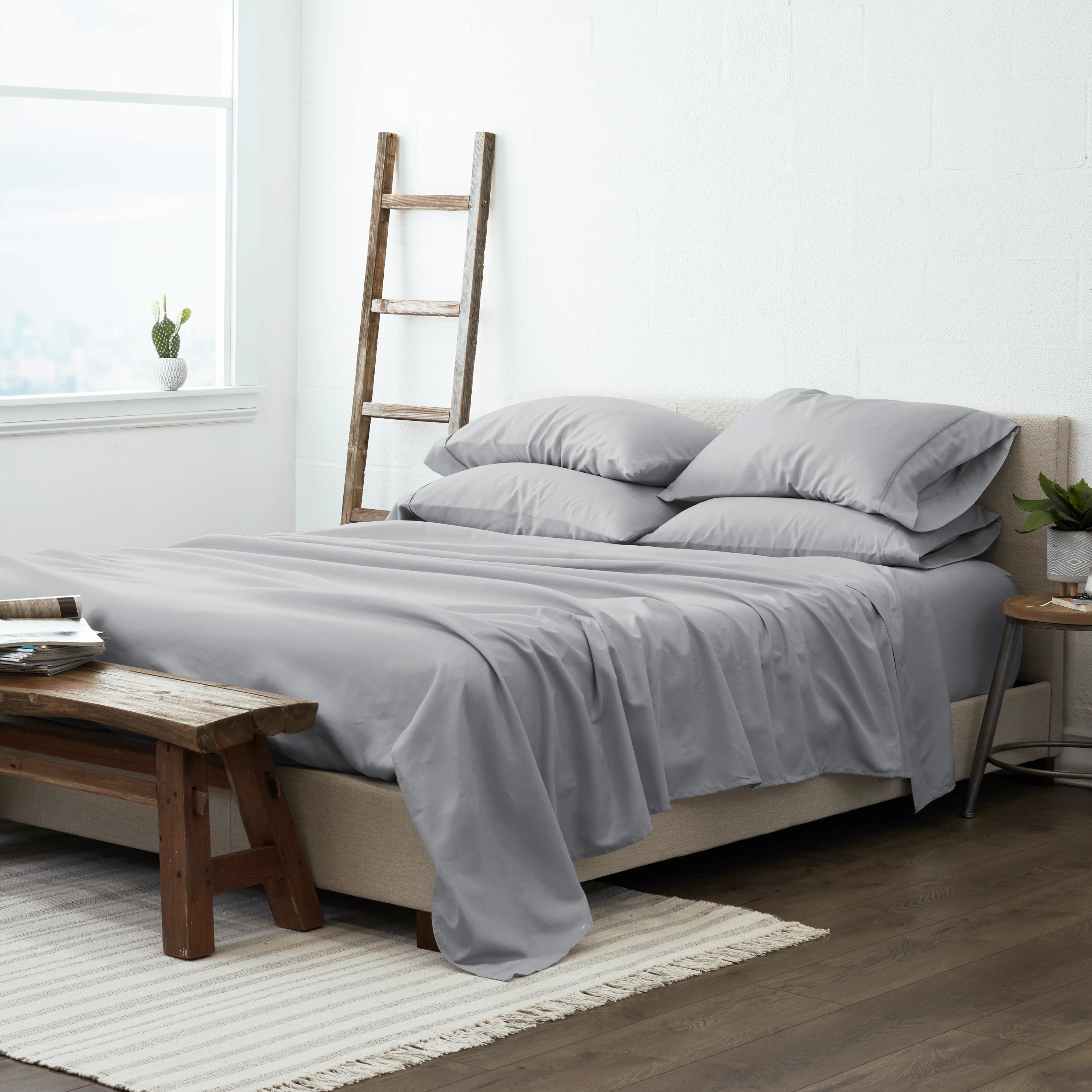 Ienjoy Home Twin Microfiber Light Gray 4 -Piece Bed Sheet Set | IEH-6PC-TW-LG | Lowe's