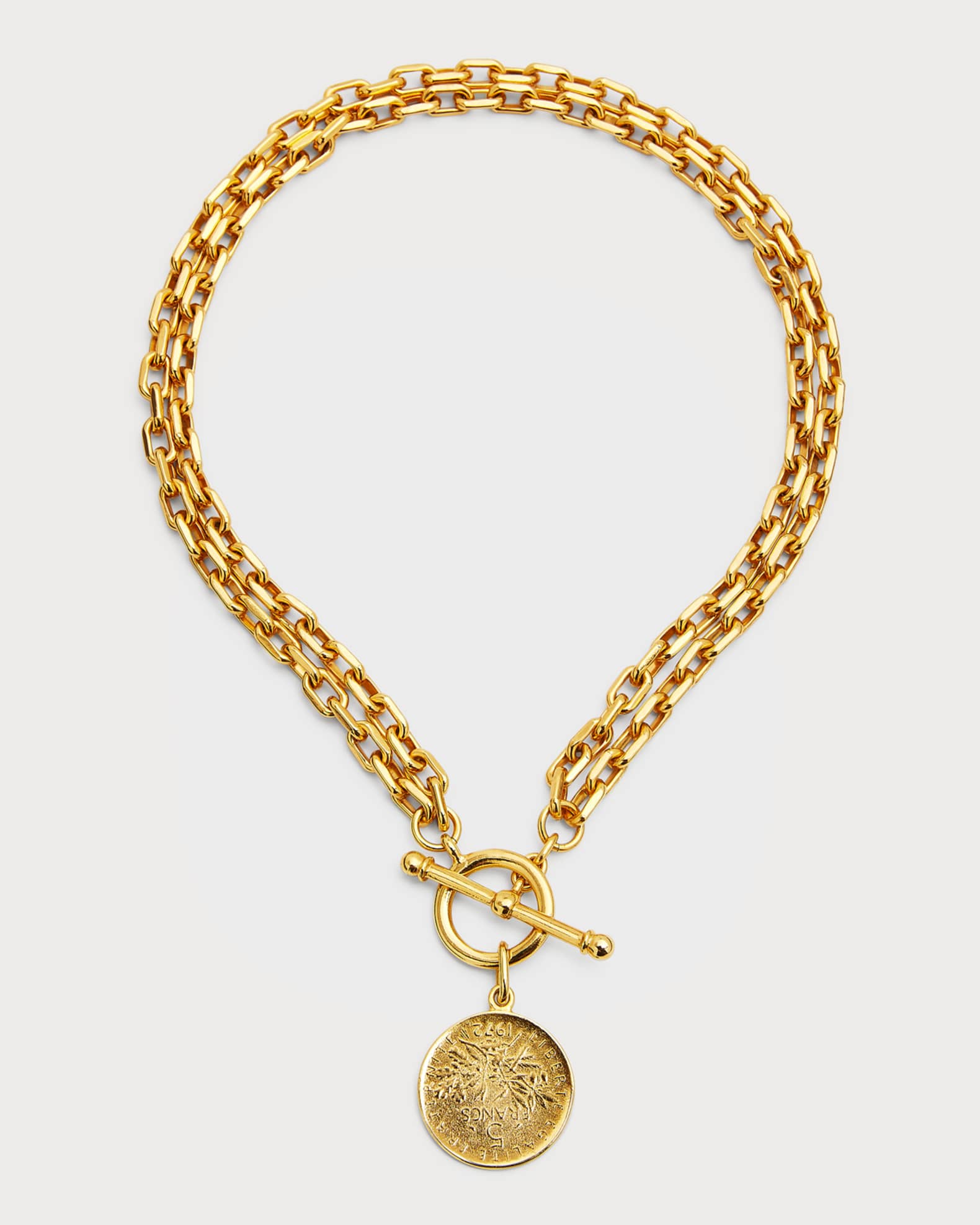 24k Gold Electroplated Gold Toggle Coin Necklace | Neiman Marcus