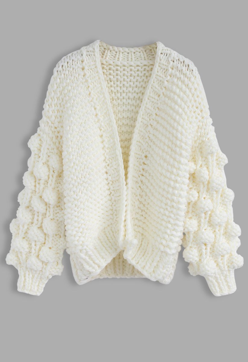 Cuteness on Sleeves Chunky Cardigan in White | Chicwish