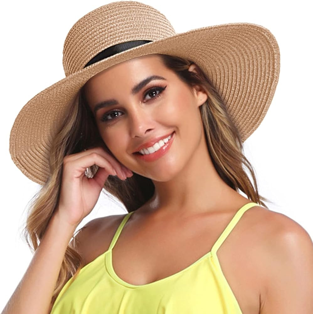 GTETKDE Sun Hats for Women Floppy Beach Hats Roll up Straw Summer Hats Foldable Wide Brim Hat UV ... | Amazon (US)