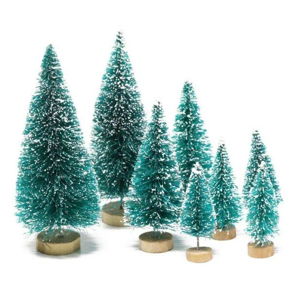 8 Pcs Mini Miniature Christmas Pine Tree Bottle Brush Trees Wooden Bases Tree for Your Village De... | Walmart (US)