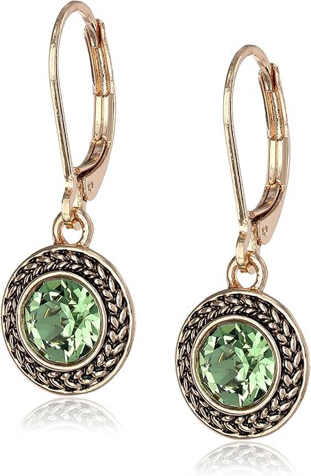 Napier "Color Declaration" Gold-Tone Green Leverback Drop Earrings | Amazon (US)