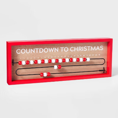 Wood Beads Countdown to Christmas Standing Advent Calendar Red/White - Wondershop™ | Target