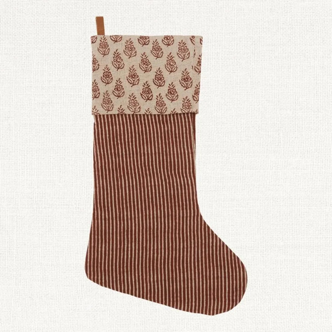 Estella Christmas Stocking – Handwoven Cotton Holiday Mantel Décor | Neutral Modern Stocking -... | Etsy (US)