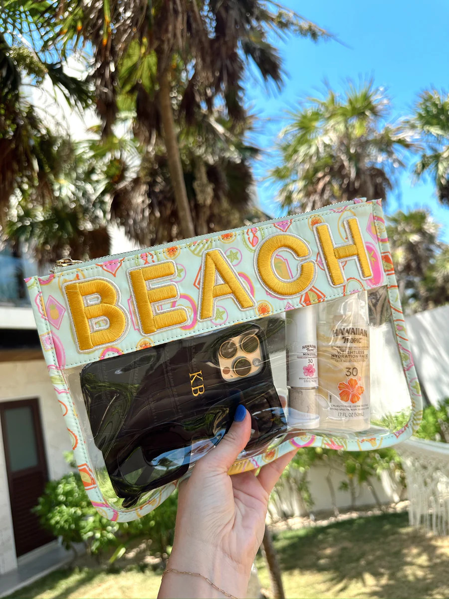 Beach Clear Pouch - Mint Palms | KenzKustomz