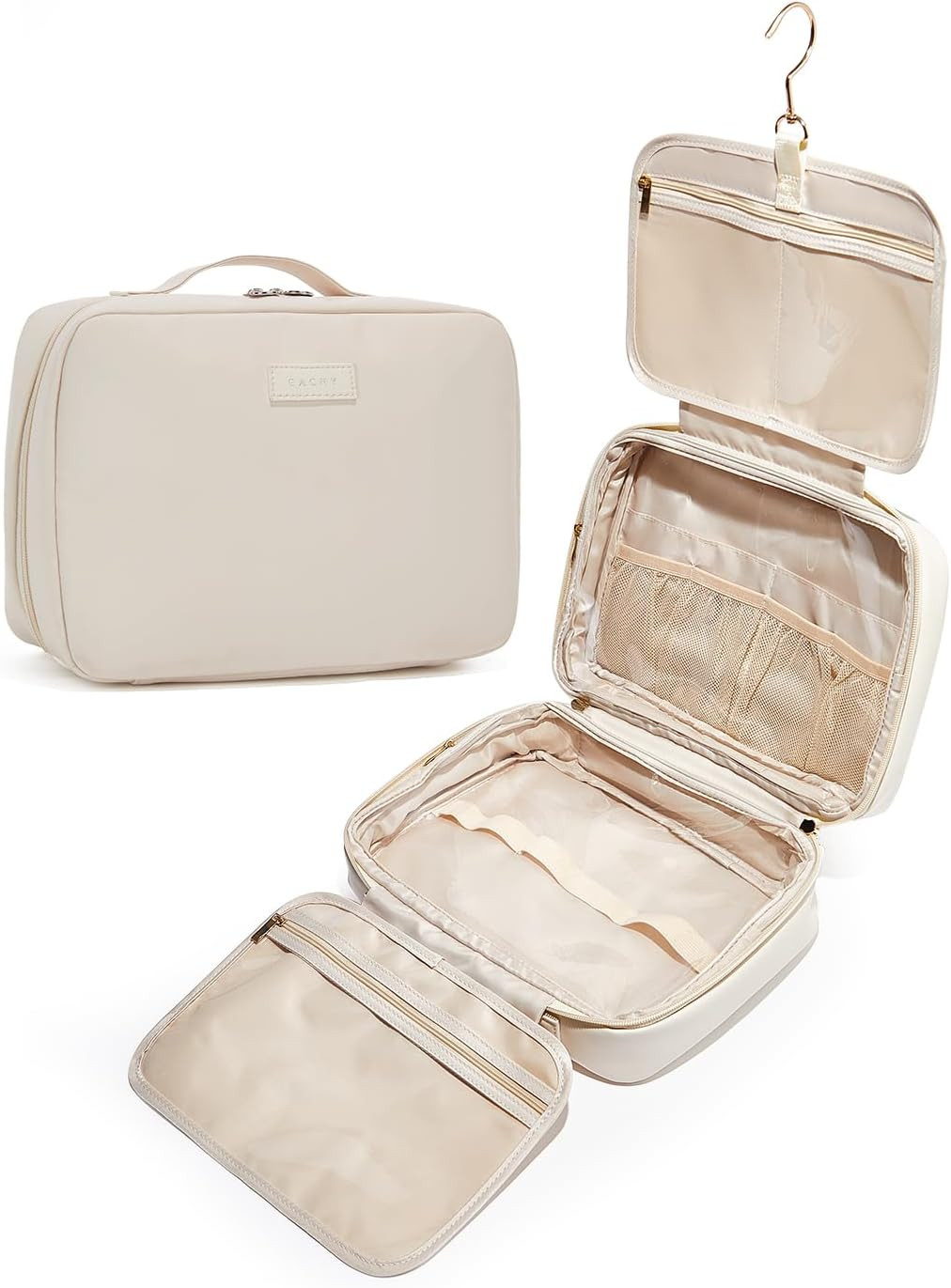 Travel Toiletry Bag with Hanging Hook, Portable Makeup Cosmetic Bags for Women, Water-Resistant F... | Amazon (US)