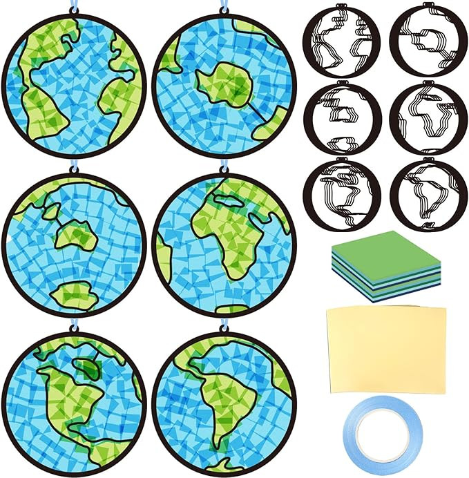 Qyeahkj 36 Set Happy Earth Day Suncatchers Crafts for Kids DIY April 22 Window Tissue Paper Craft... | Amazon (US)