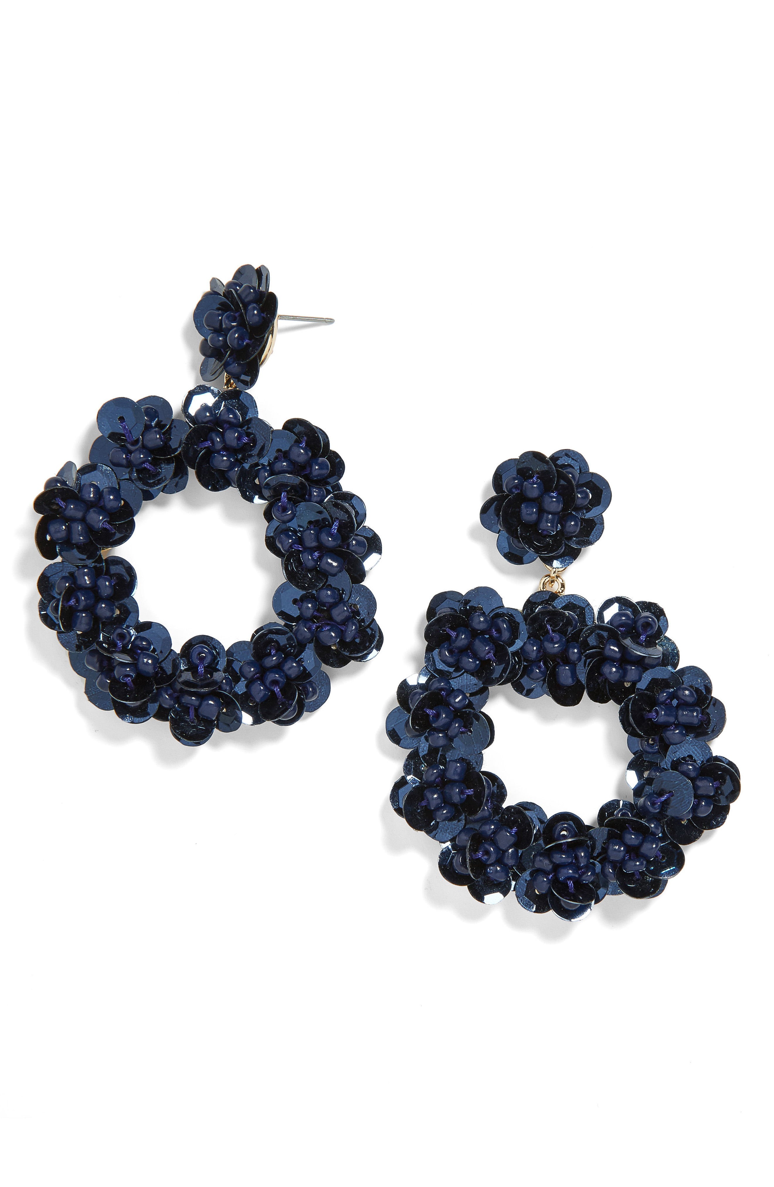 Sequin Floral Hoop Earring | Nordstrom