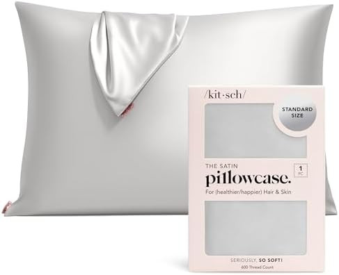Kitsch Satin Pillowcase with Zipper for Hair & Skin, Softer Than Silk Pillow Cases Queen, Wrinkle... | Amazon (US)