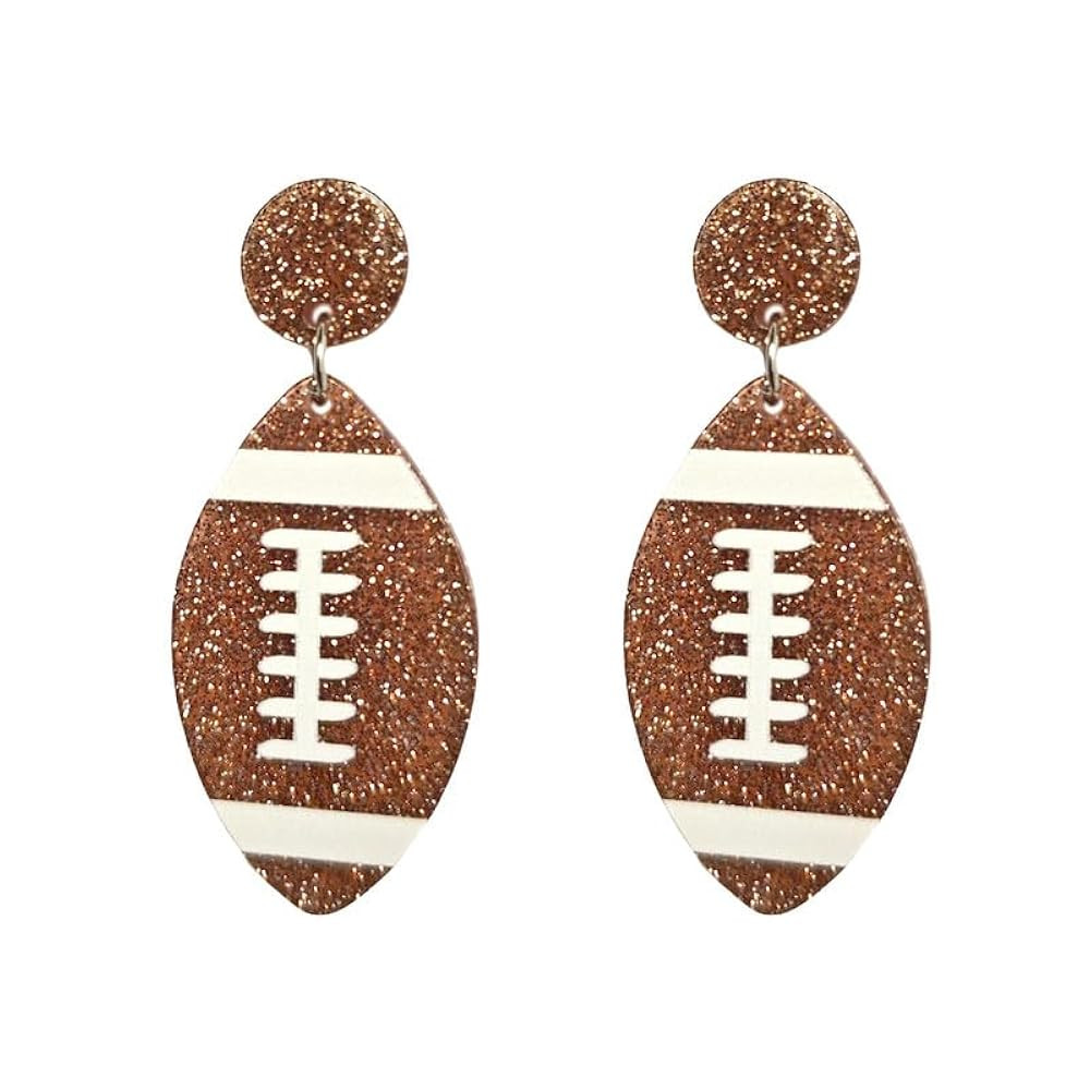 Football Earrings for Women Lightweight Acrylic Glitter Dangle Drop Earrings for Game Day, Sports... | Amazon (US)