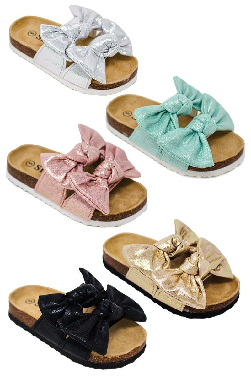 Birkley Metallic Double Bow Sandals | Sparkle In Pink