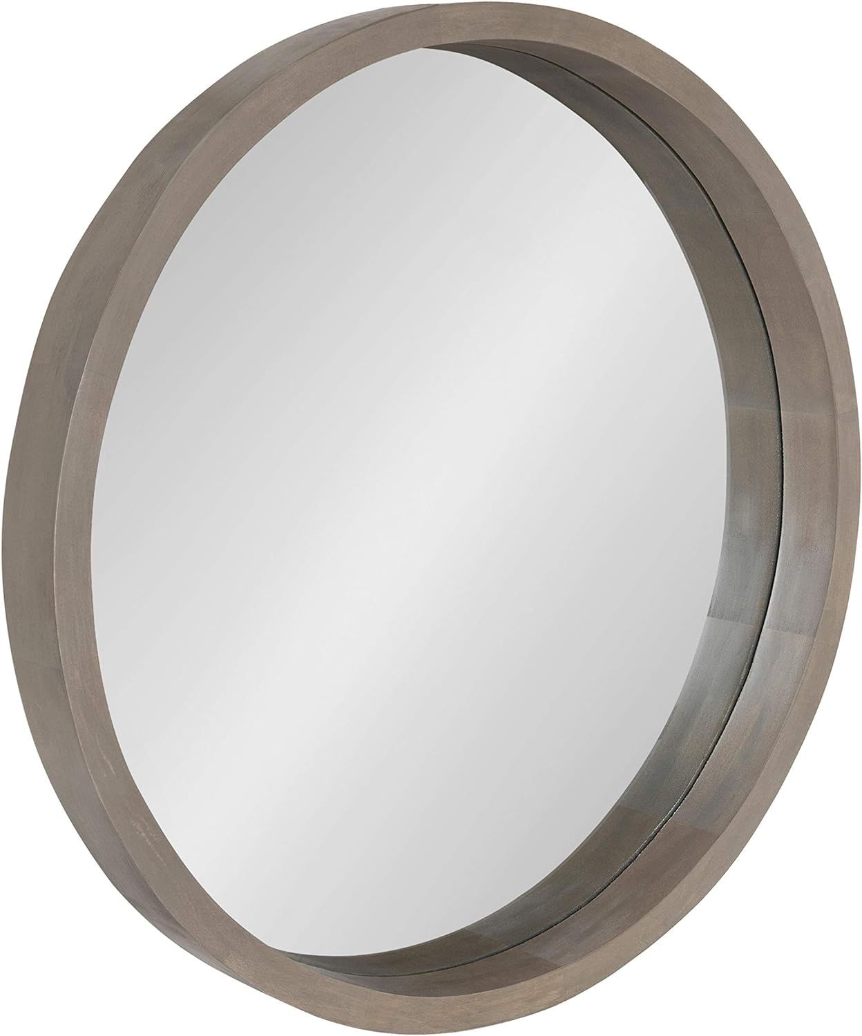 Kate and Laurel Hutton Round Decorative Modern Wood Frame Wall Mirror, 22 Inch Diameter, Graywash... | Amazon (US)