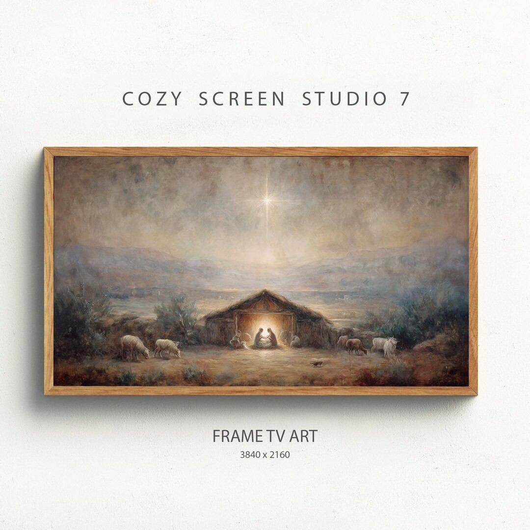 Nativity Scene Frame TV Art | Vintage Christmas Impressionist Painting (digital Download) - Etsy | Etsy (US)