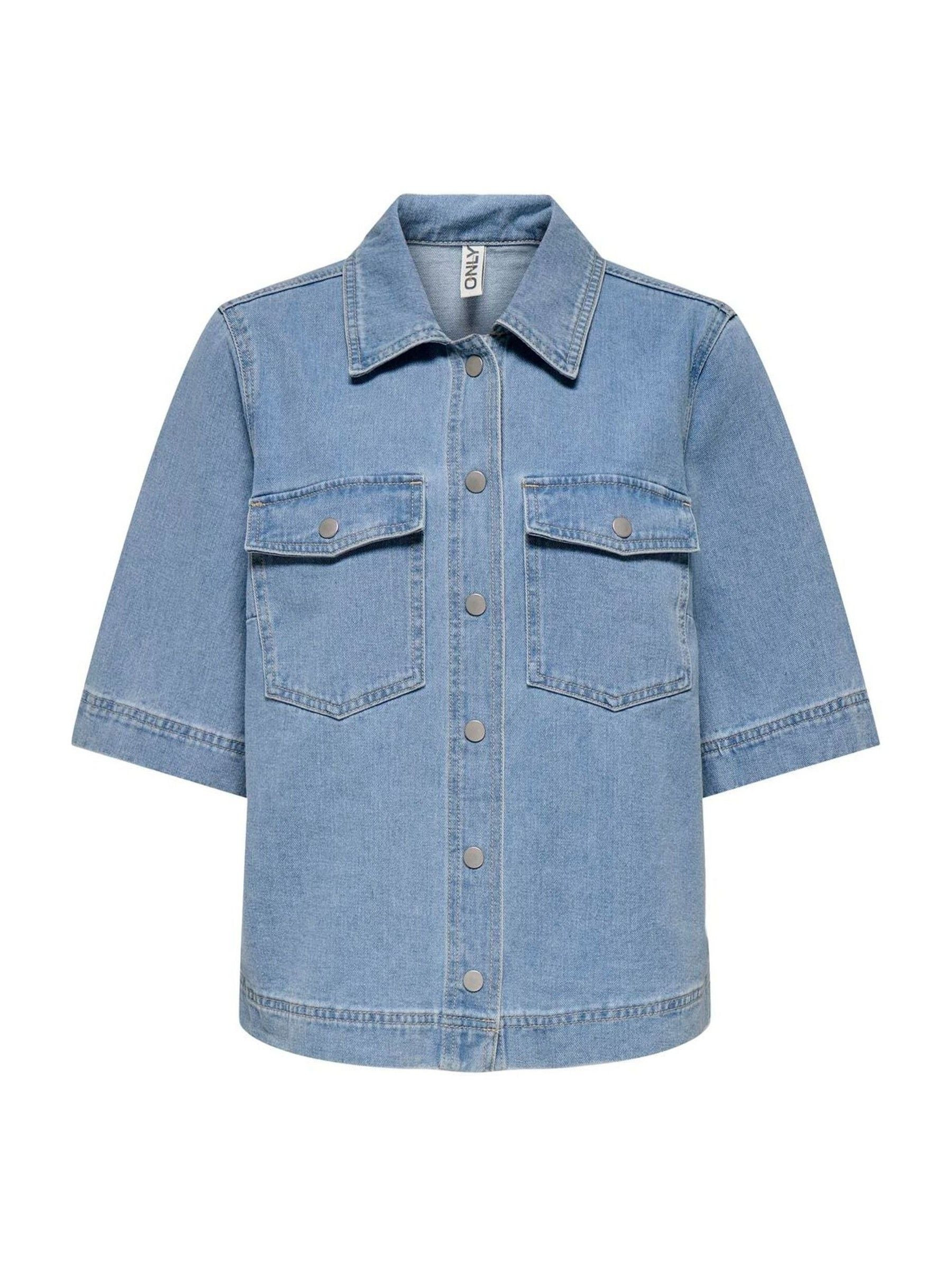 ONLY ONLY Blue Short Sleeved Denim 100% Cotton Shirt | Next EU