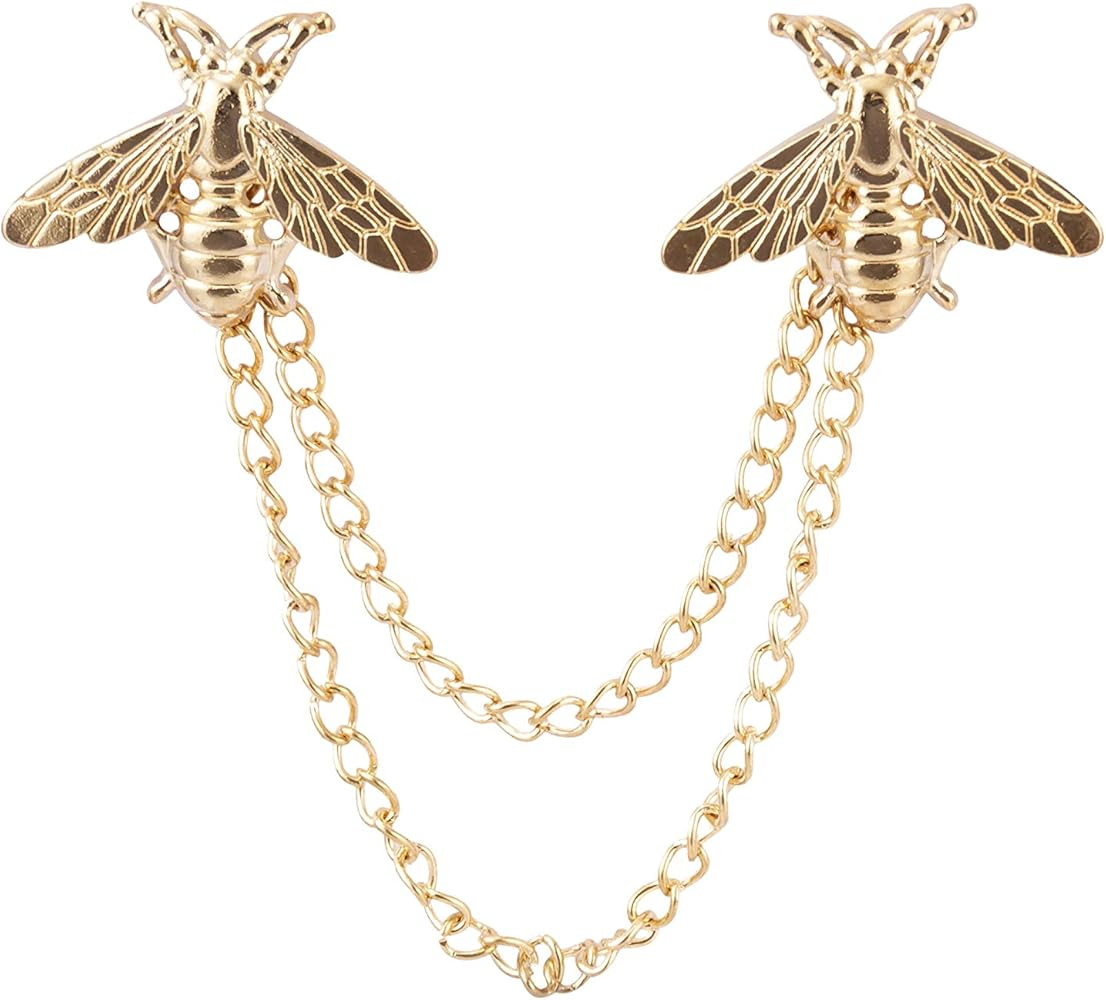 Knighthood Brooch Suit Pin Men's Golden Cute Bee With Hanging Chain Tassel Badge Suit Collar Broo... | Amazon (US)