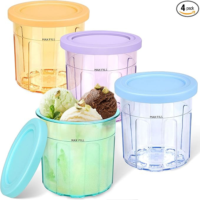 VanlonPro 16oz ice cream Containers Replacement for Ninja Creami Pints and Lids - 4 Pack, Compati... | Amazon (US)