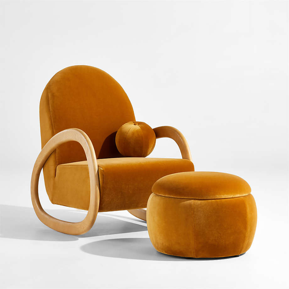 Pollie Marigold Velvet Nursery Rocking Chair | Crate & Barrel