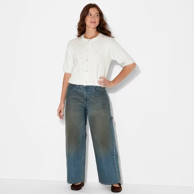 Women's Crewneck Cardigan - Wild Fable™ Heather Gray XL | Target
