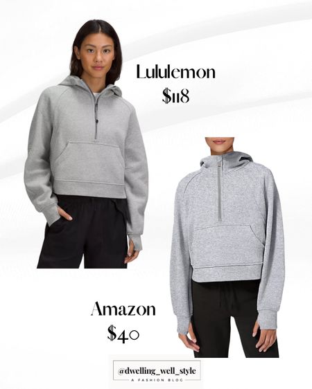 Heathered Medium Grey Lululemon Scuba Hoodie
Amazon Dupe just $40!
I have this dupe in a different color and LOVE it!
FYI it is not as oversized as the Lulu one but you can size up if you want that look.

#LTKFind #LTKfit #LTKunder50