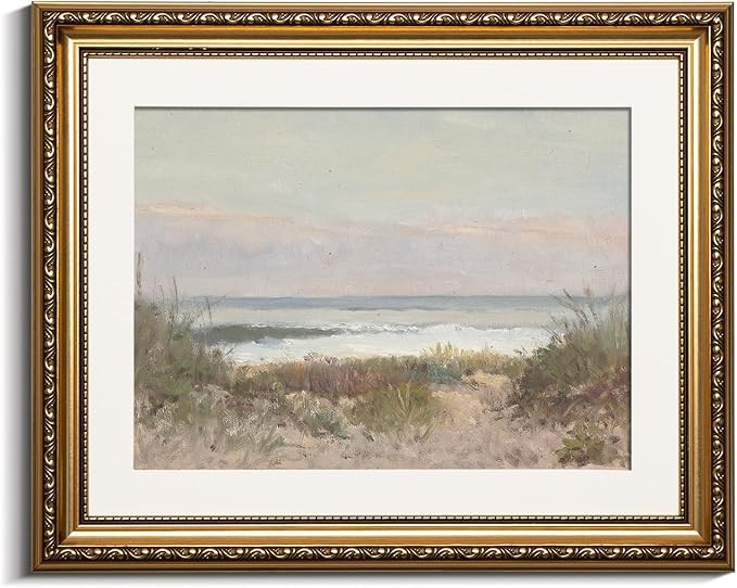 VIYYIEA Gold Framed Canvas Wall Art Decor Room Decor, Classical Coastal Scenery Bathroom Pictures... | Amazon (US)