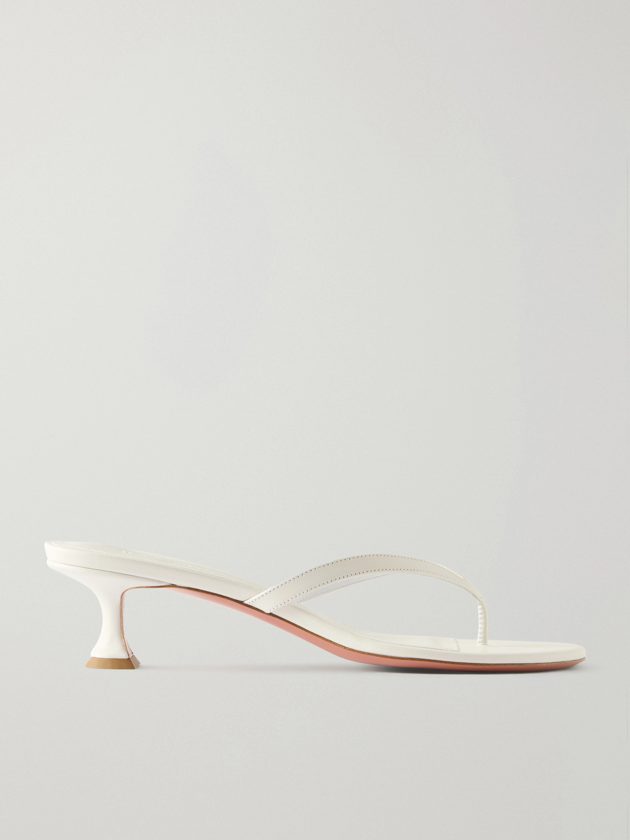 Amina Muaddi - Juliette 45 Leather Thong Sandals - White | NET-A-PORTER (UK & EU)