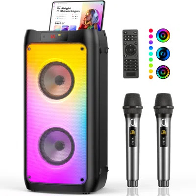 Jyx Home Portable Speaker Bluetooth Karaoke Machine With 2 Wireless Mics, Bass Boost, Tws Stereo, Led Party Lights & Recording – Portable Home Sound S | Wayfair North America
