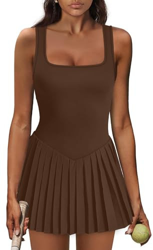 Athletic Dress for Women with Shorts Sleeveless Womens Golf Dress Brown 2XL | Amazon (US)