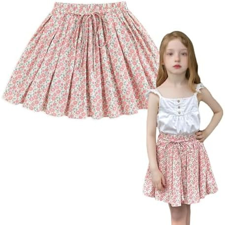 Curipeer Toddler Girls Short Ruffle High Waisted Floral Pleated Skirts 18M-8T | Amazon (US)