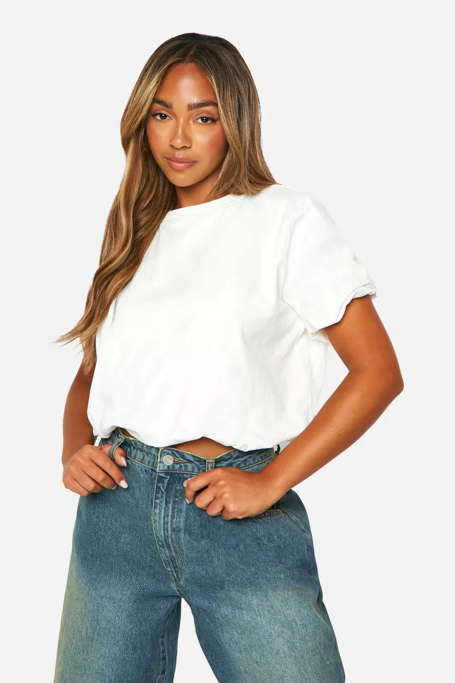 Cotton Bubble Hem Tshirt | Boohoo.com (UK & IE)