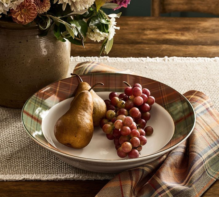 Woodrow Plaid Stoneware Serving Bowl | Pottery Barn (US)