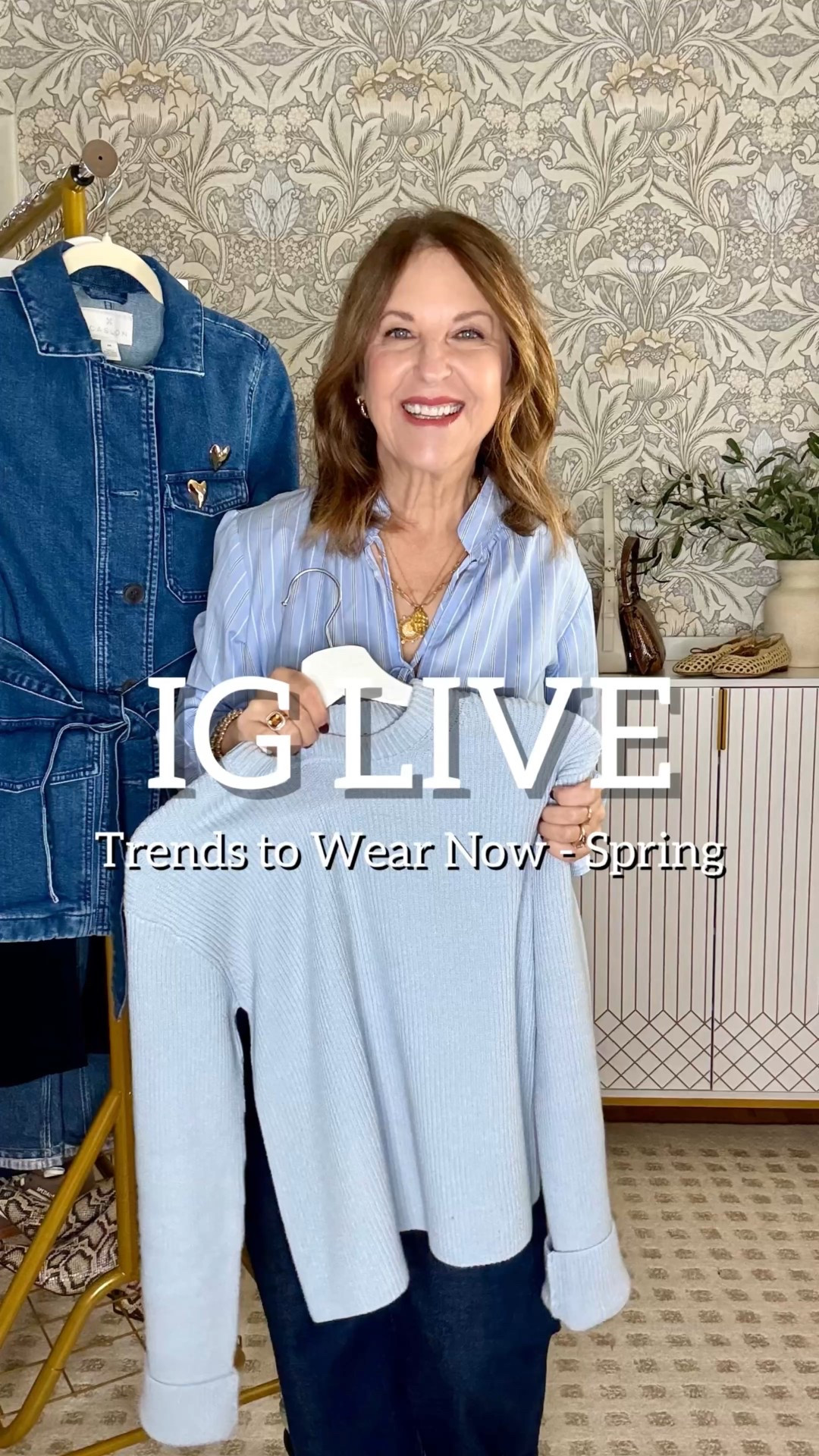 Trends to wear now - spring. 

I’m Sandy, a stylist and content creator in Seattle and a former Nordstrom stylist. I go live every Thursday to share what’s new in my styling office, honest product recommendations, and styling tips. 

I love following trends, so this was a fun live to share with you. I hope you like it! 

funnel neck jackets - rounds big, I'm
wearing a side Xs. Dark wash jeans- fit tts, shades of blue, colorless jacket- runs tts- I'm wearing a regular 0 or 2p. Blazer fits tts - I'm wearing a 2p. Low-profile sneakers-fit tts, suede, neutral sneakers -adidas run big, I want down a half size, snake skin print, and the color of the year, cloud dancer. Sweaters all fit tts. 

Comment shop and I’ll share all the items from the live. 

#LTKOver40 #LTKootd #LTKPetite