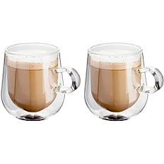 Judge JDG35 Double Walled Glass Coffee Cups with Handle, Set of 2 Hollow Vacuum Sealed, Hand Made... | Amazon (UK)