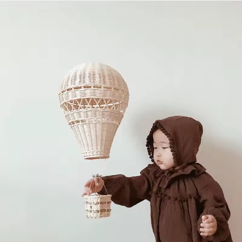 Globo de aire caliente de ratán tejido a mano, decoración colgante de pared, fotografía nórdi... | Aliexpress EU