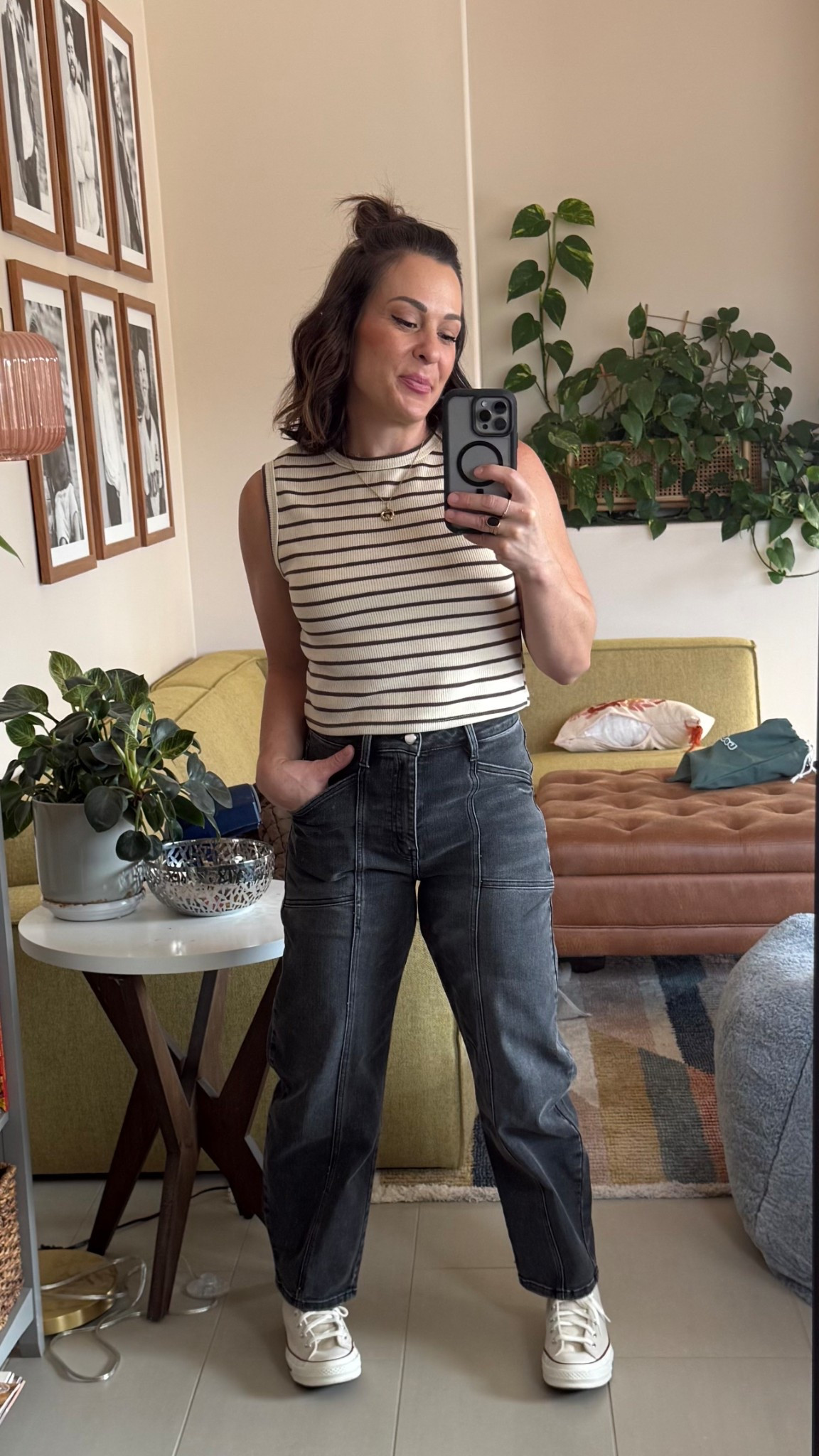 I love these jeans!!!! 

And this bra! If you have itty bitties, it is perfect  

Jeans: size 26 
Shirt: size medium 
