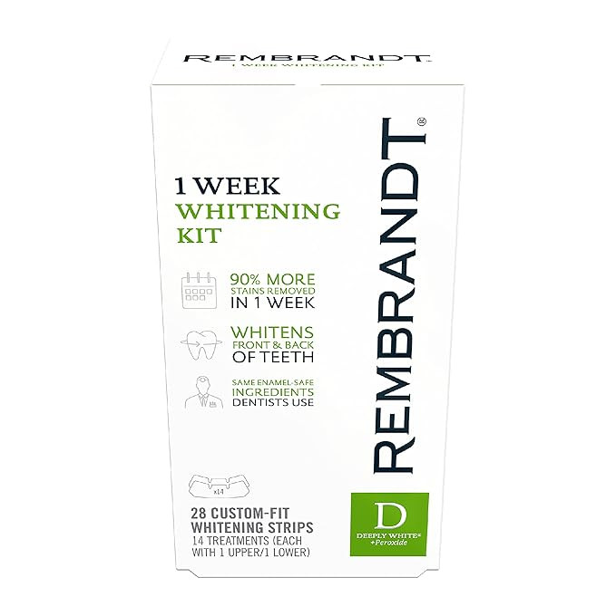 REMBRANDT Deeply White + Peroxide 1 Week Teeth Whitening Kit, Removes Tough Stains, Enamel-Safe, ... | Amazon (US)