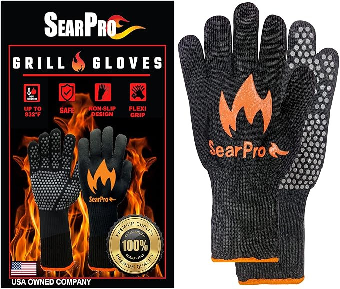BBQ Grill Gloves Cooking Oven Mitts Fire Heat Resistant to 1400 Degrees Accessories for Barbecue ... | Amazon (US)