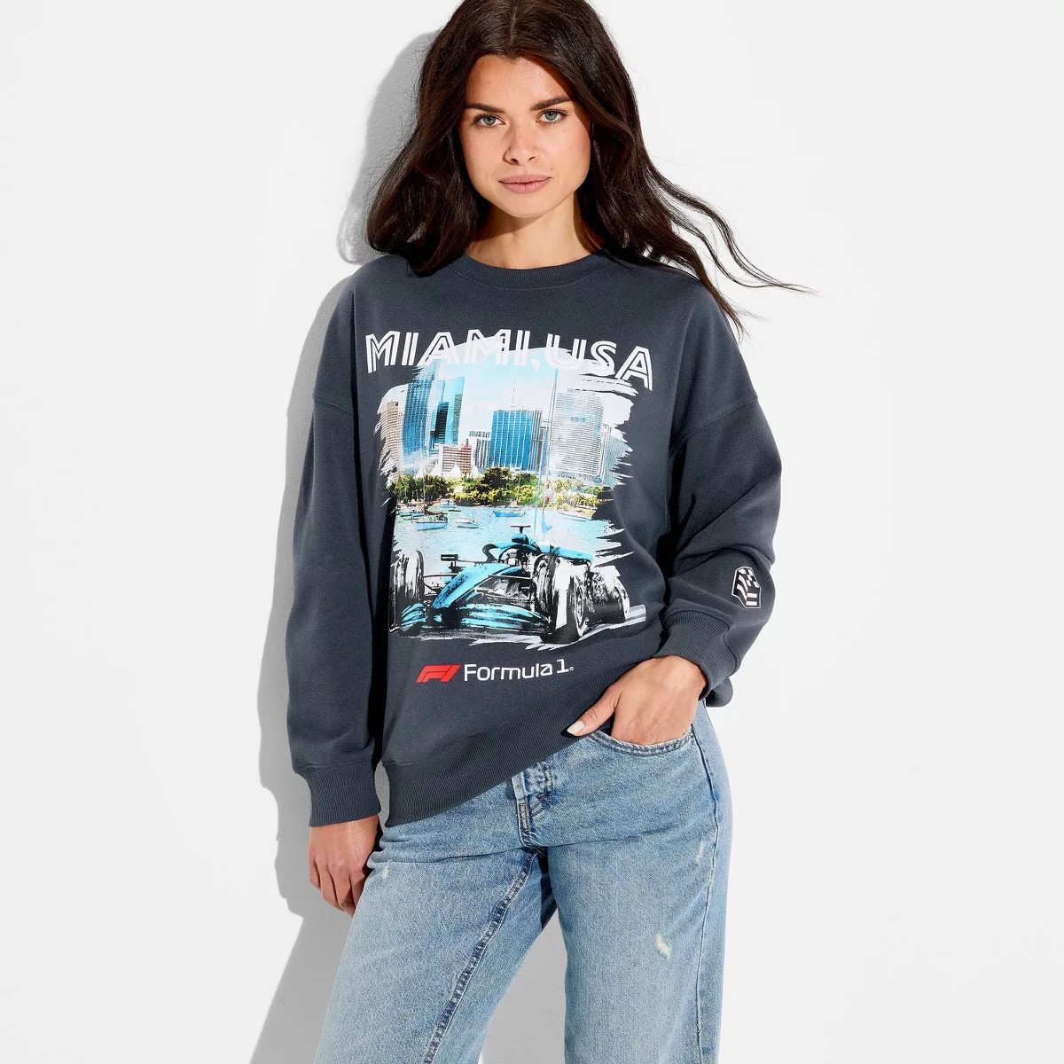 Women's F1 Miami Race Graphic Pullover Sweatshirt - Dark Gray M | Target