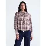 Scoop Women's and Women's Plus Plaid Bow Shirt, Sizes XS-4X | Walmart (US)